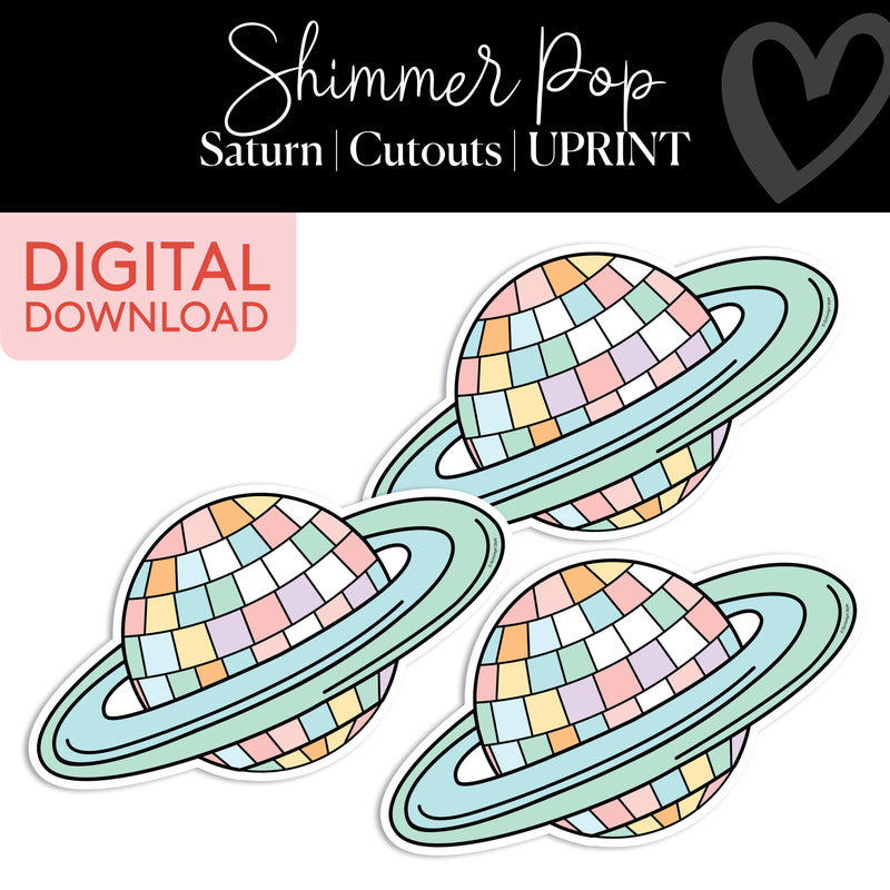 Saturn | Classroom Cut Outs | Shimmer Pop | Printable Classroom Decor | Schoolgirl Style