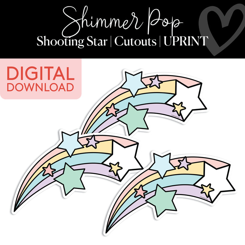 Shooting Star | Classroom Cut Outs | Shimmer Pop | Printable Classroom Decor | Schoolgirl Style