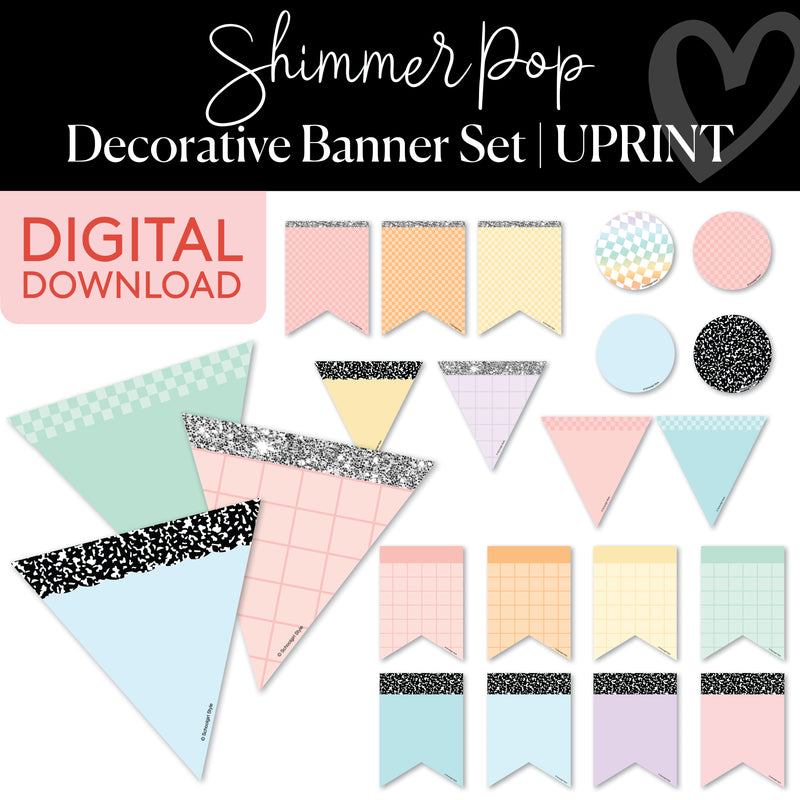 Classroom Banners | Shimmer Pop | Printable Classroom Decor | Schoolgirl Style