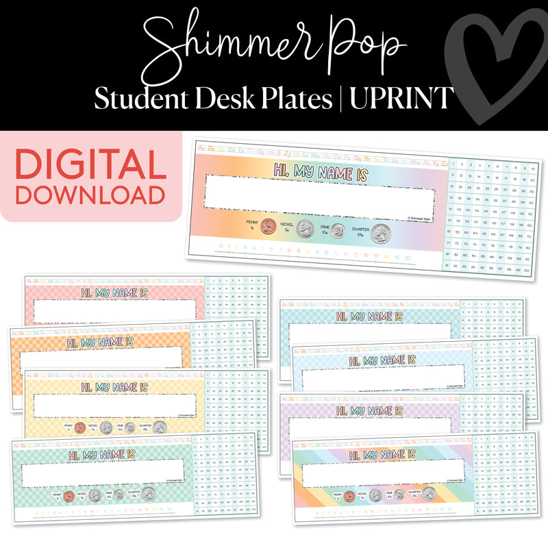 Shimmer Pop Student Desk Plates UPRINT 