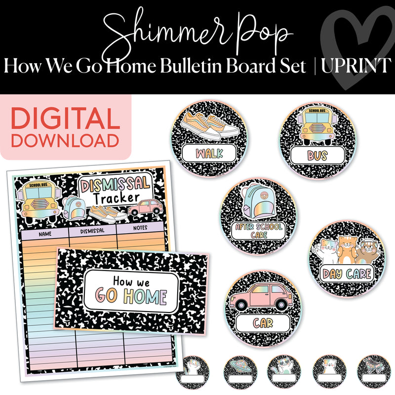 Dismissal Tracker | Shimmer Pop | Printable Classroom Decor | Schoolgirl Style