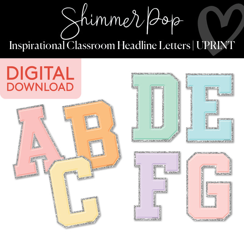 Puff Letters | Inspirational Classroom Headline | Shimmer Pop | Printable Classroom Decor | Schoolgirl Style