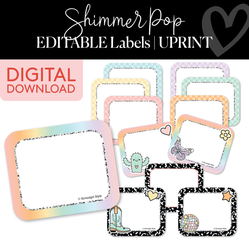 Shimmer Pop Editable & Printable Classroom Labels