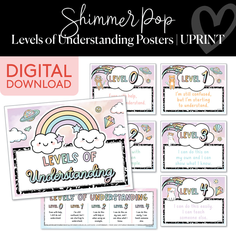 Levels of Understanding Posters | Shimmer Pop | Printable Classroom Decor | Schoolgirl Style