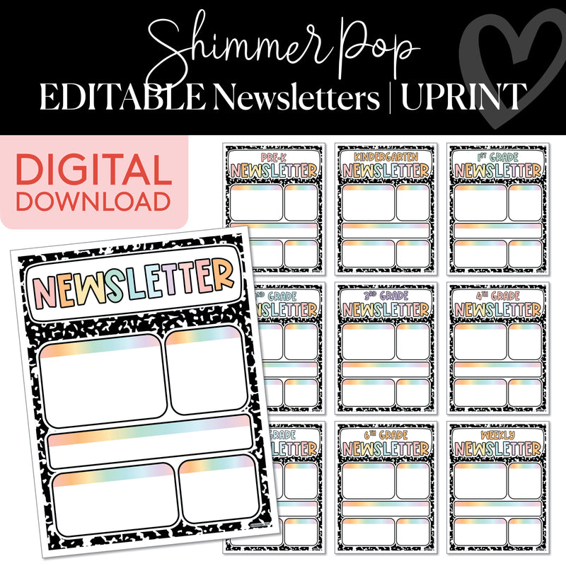 Classroom Newsletter | Shimmer Pop | Printable Classroom Decor | Schoolgirl Style