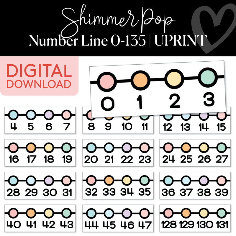 Number Line | Shimmer Pop | Printable Classroom Decor | Schoolgirl Style