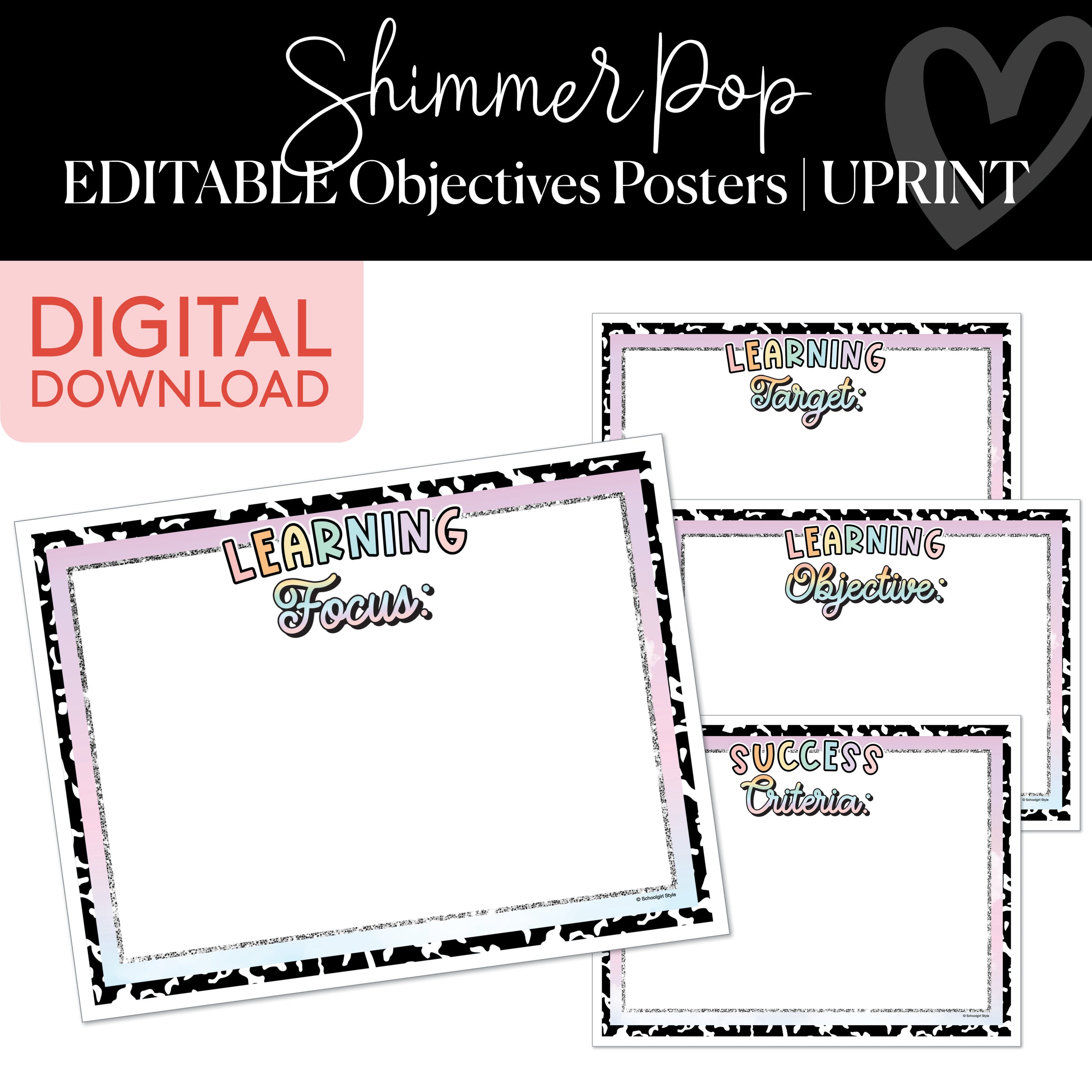 Objective Posters | Shimmer Pop | Printable Classroom Decor | Schoolgi ...