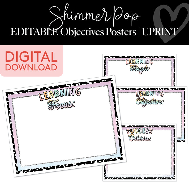 Objective Posters | Shimmer Pop | Printable Classroom Decor | Schoolgirl Style