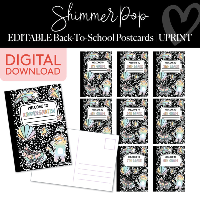 Postcards | Shimmer Pop | Printable Classroom Decor | Schoolgirl Style