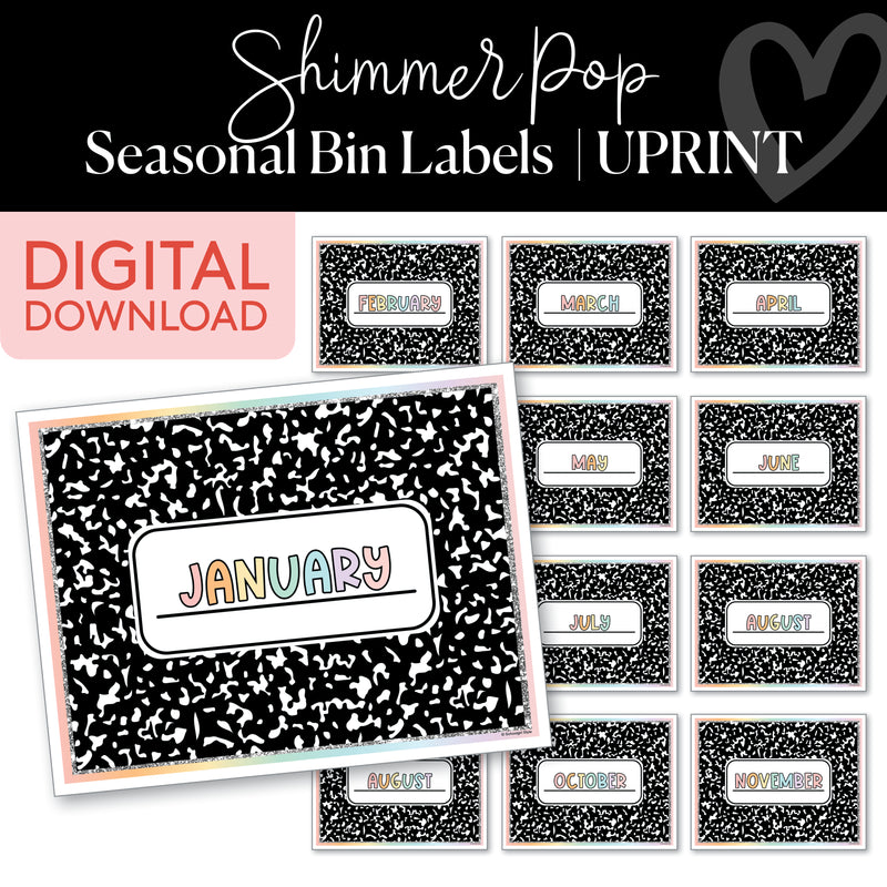 Seasonal Bins | Shimmer Pop | Printable Classroom Decor | Schoolgirl Style