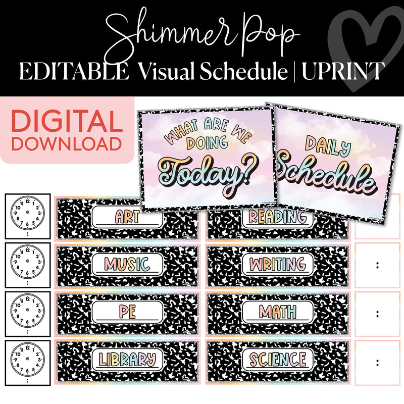 Classroom Daily Schedule | Shimmer Pop | Printable Classroom Decor | Schoolgirl Style