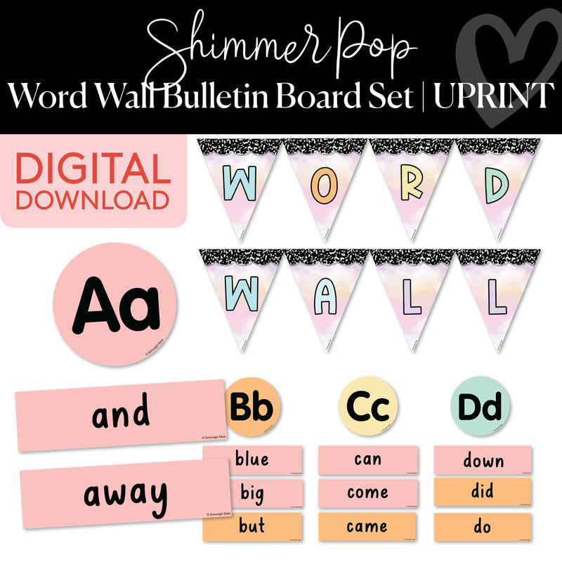 Word Wall | Shimmer Pop | Printable Classroom Decor | Schoolgirl Style