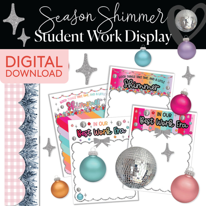 Season Shimmer Bulletin Board Set- Student Work Display | Full UPRINT Bundle | Printable Classroom Decor | Schoolgirl Style