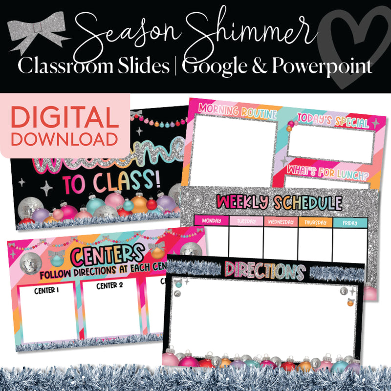 Season Shimmer Google Slides | Christmas Classroom Slides | PowerPoint Slides | Schoolgirl Style