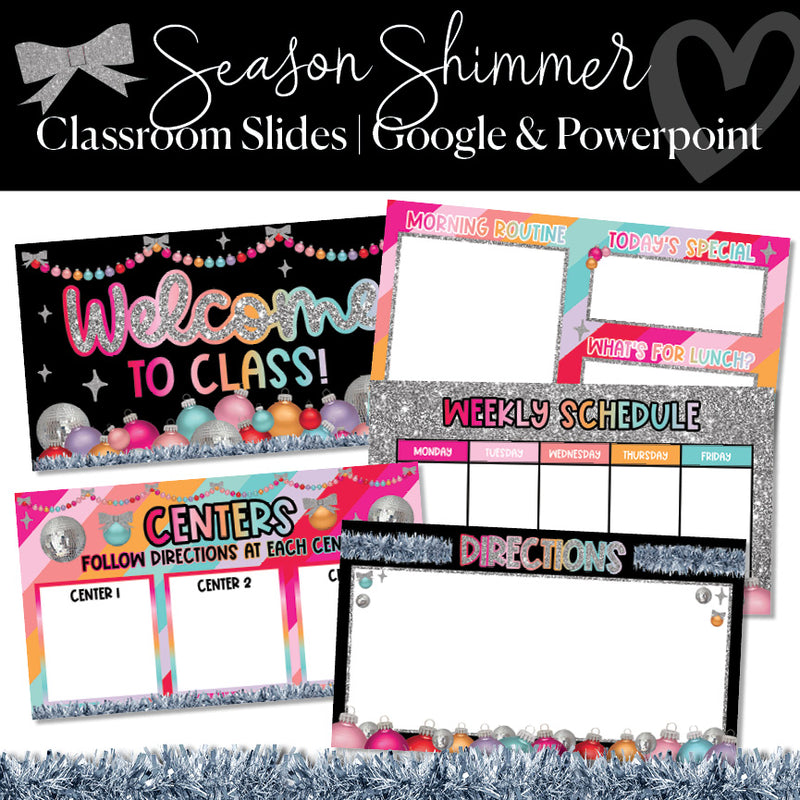 Season Shimmer Google Slides | Christmas Classroom Slides | PowerPoint Slides | Schoolgirl Style