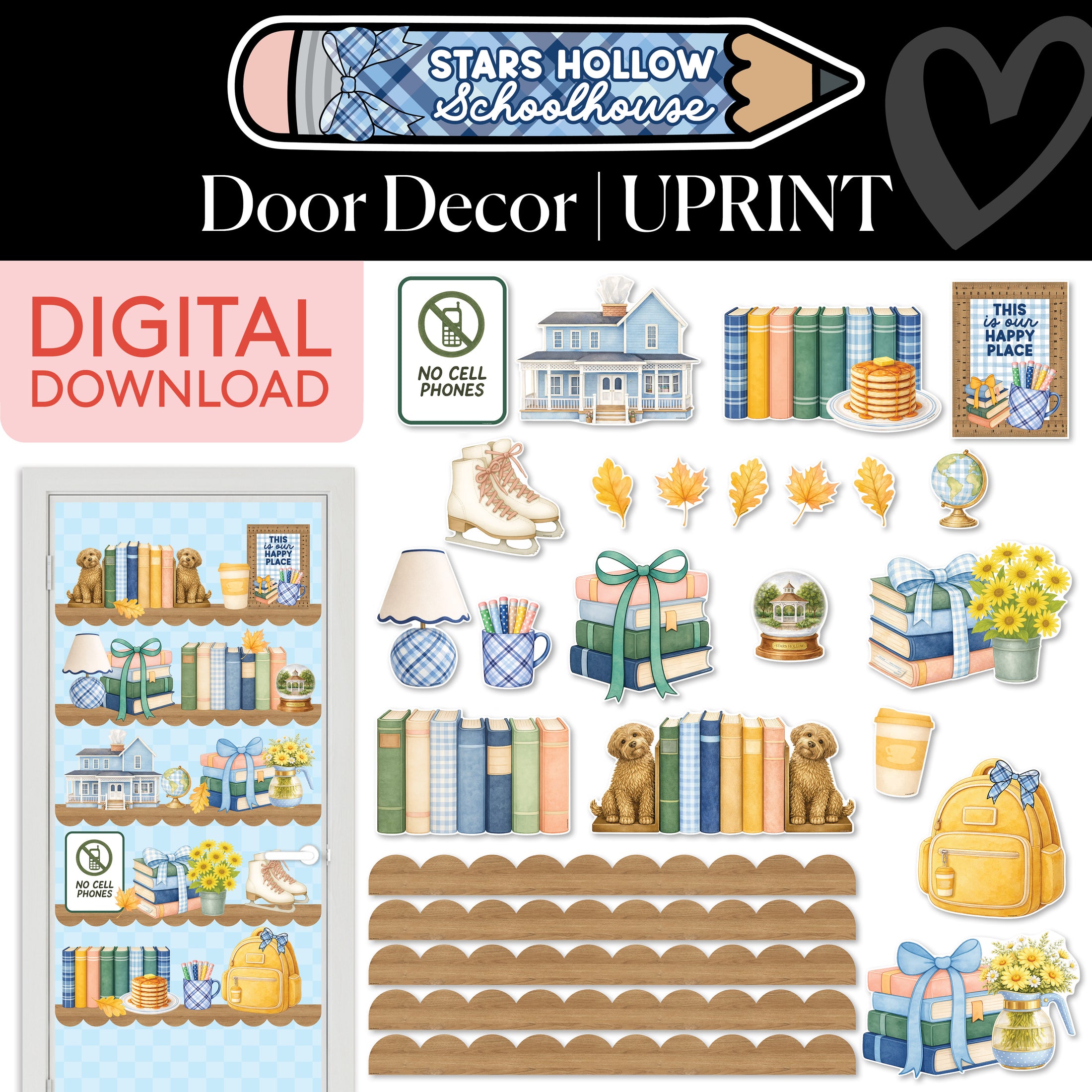 Printable Cozy This Is Our Happy Place Door Decor | Stars Hollow Schoolhouse