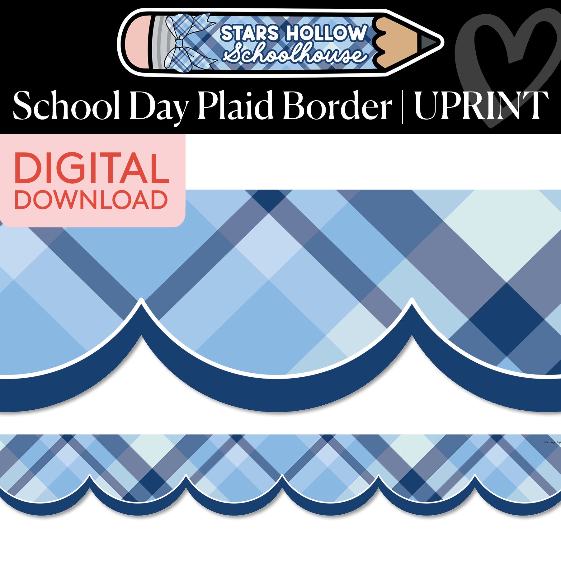 Printable Cozy School Day Plaid Border | Stars Hollow Schoolhouse
