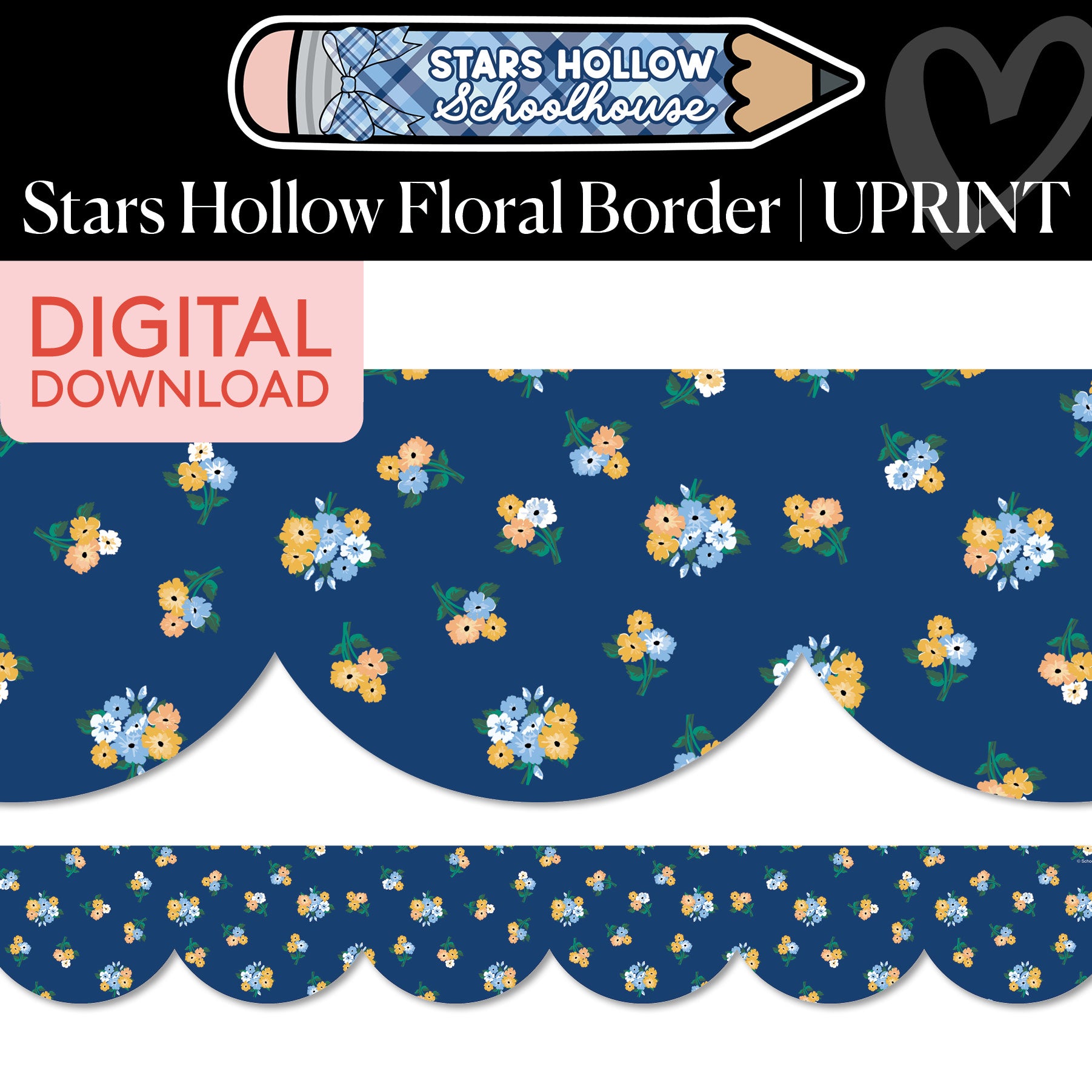 Printable Cozy Stars Hollow Floral Border | Stars Hollow Schoolhouse