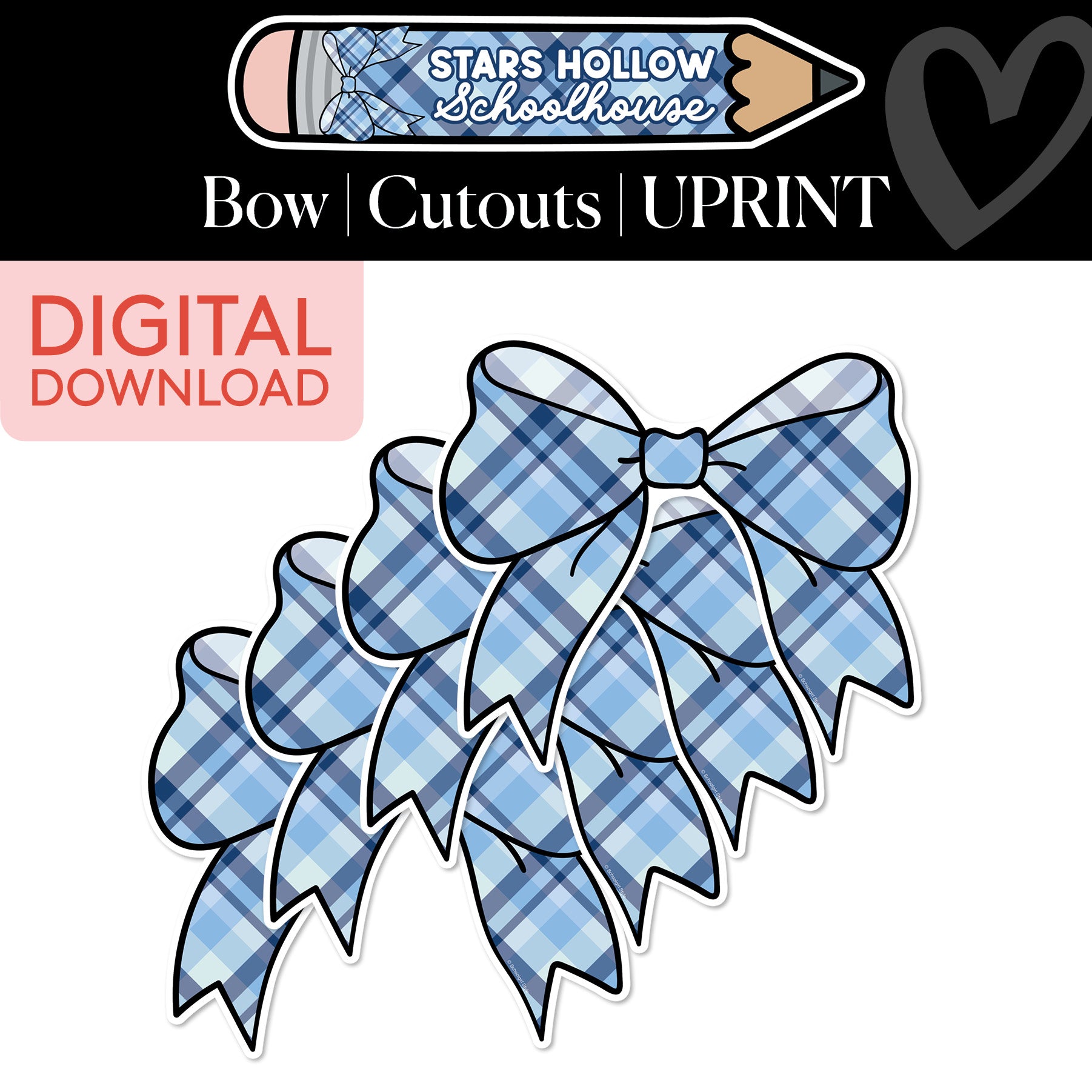 Printable Cozy Plaid Bow Cutouts | Stars Hollow Schoolhouse