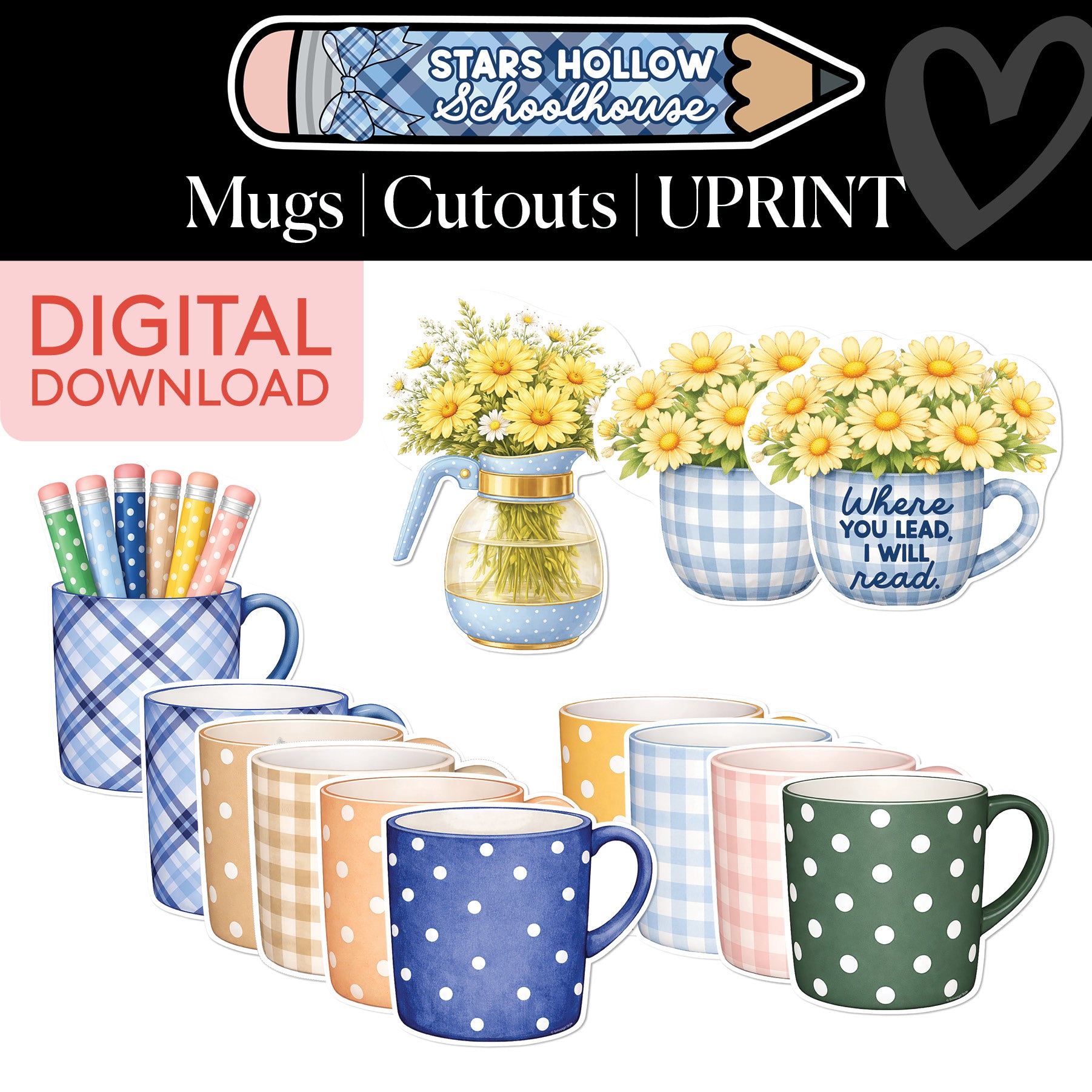 Printable Cozy Mugs Cutouts | Stars Hollow Schoolhouse