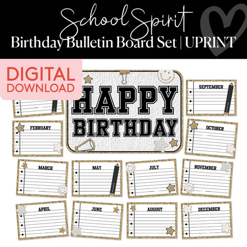 School Spirit Birthday Bulletin Board Set UPRINT 