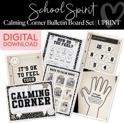 School Spirit Calming Corner Bulletin Board Set UPRINT 