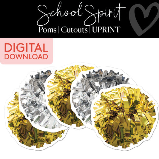 School Spirit Poms Cutouts UPRINT