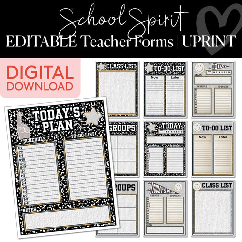 School Spirit Editable Teacher Forms UPRINT 