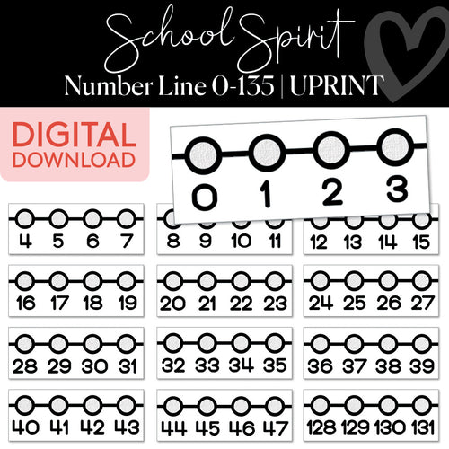 School Spirit Number Line 0-135 UPRINT 