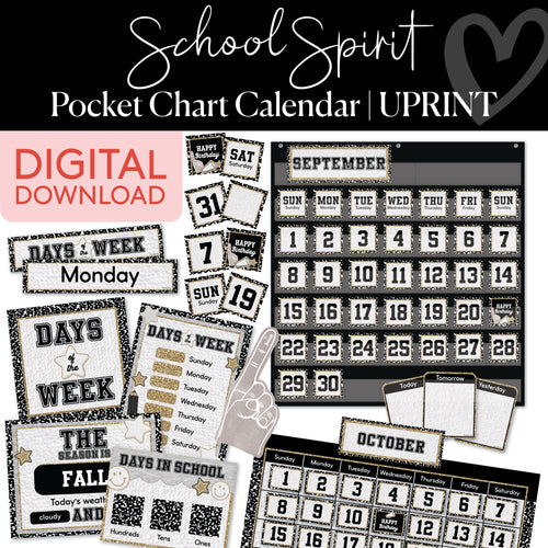 School Spirit Pocket Chart Calendar UPRINT