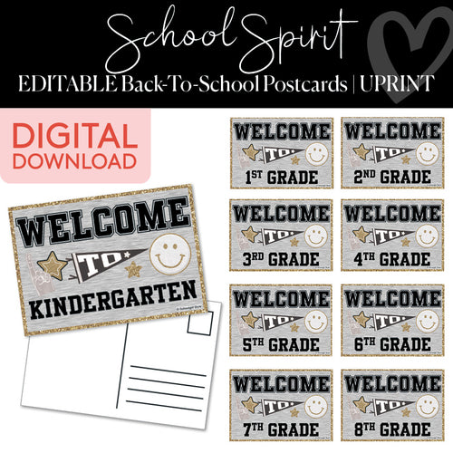School Spirit Editable Back To School Postcards UPRINT 