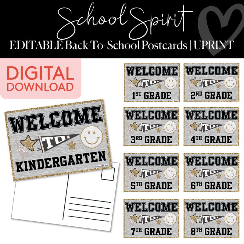 School Spirit Editable Back To School Postcards UPRINT 