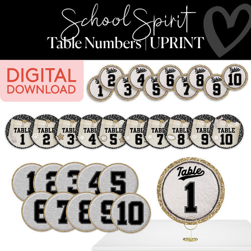 School Spirit Table Numbers UPRINT 