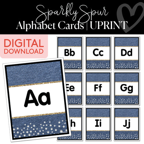 Sparkly Spur Alphabet Cards UPRINT 