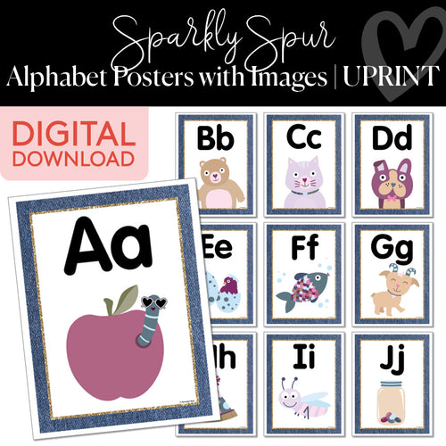 Sparkly Spur Alphabet Posters with Images 