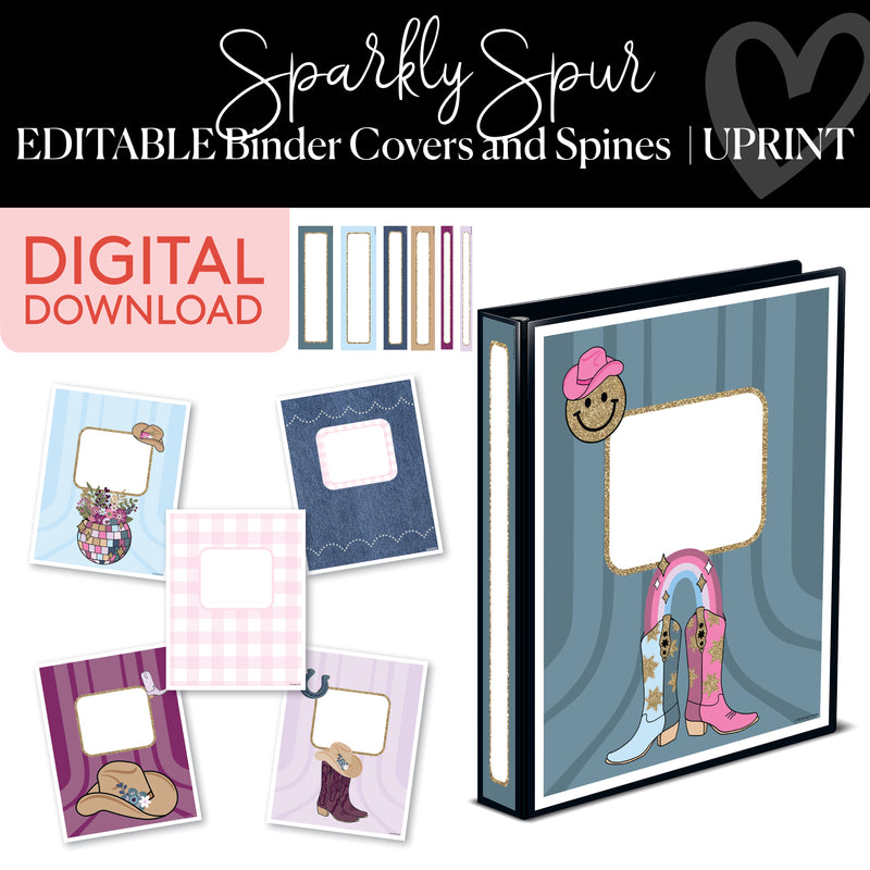 Binder Covers and Spines | Sparkly Spur | Printable Classroom Decor | Schoolgirl Style