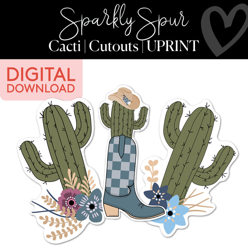 Cactus | Classroom Cut Outs | Sparkly Spur | Printable Classroom Decor | Schoolgirl Style