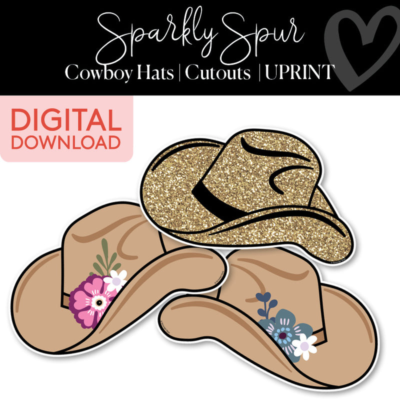 Cowboy Hats | Classroom Cut Outs | Sparkly Spur | Printable Classroom Decor | Schoolgirl Style
