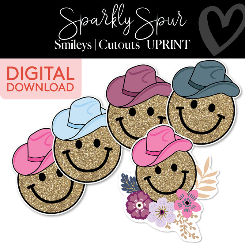 Smiley | Classroom Cut Outs | Sparkly Spur | Printable Classroom Decor | Schoolgirl Style