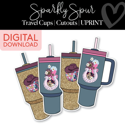 sparkly spur stanley cup printable cutouts