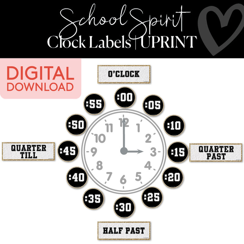 School Spirit Clock Labels UPRINT 