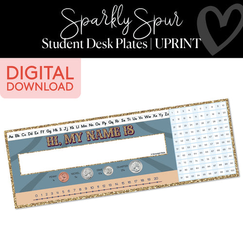 Sparkly Spur Student Desk Plates UPRINT 