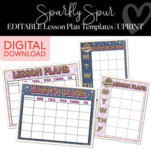 Sparkly Spur Editable Lesson Plan Templates UPRINT 