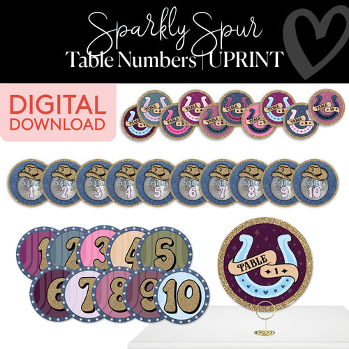 Sparkly Spur Table Numbers UPRINT 
