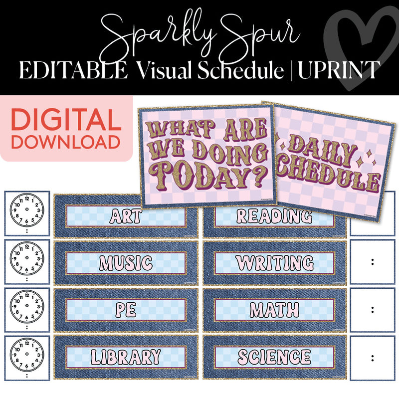 Classroom Daily Schedule Sparkly Spur Printable Classroom Decor