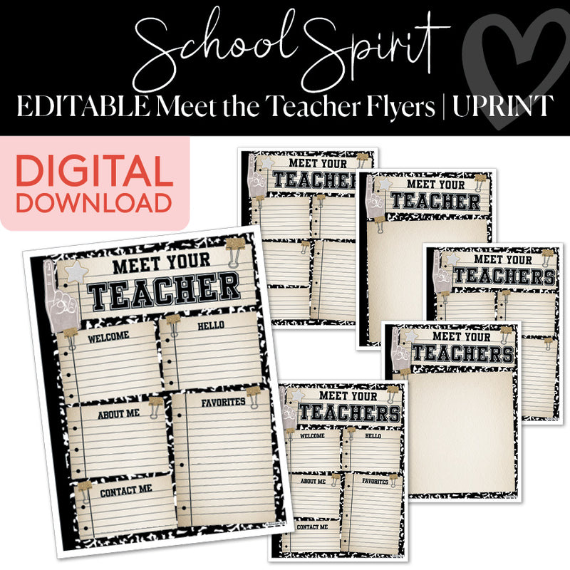 School Spirit Editable Meet the Teacher Flyers UPRINT 