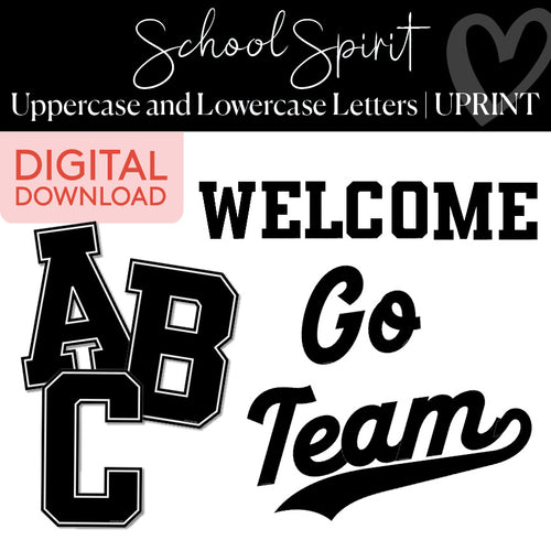 School Spirit Uppercase and Lowercase Letters UPRINT 