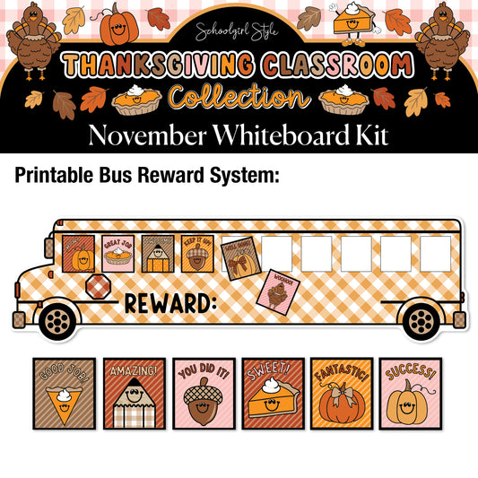 Printable Thanksgiving November Whiteboard Management System | 90s Teacher