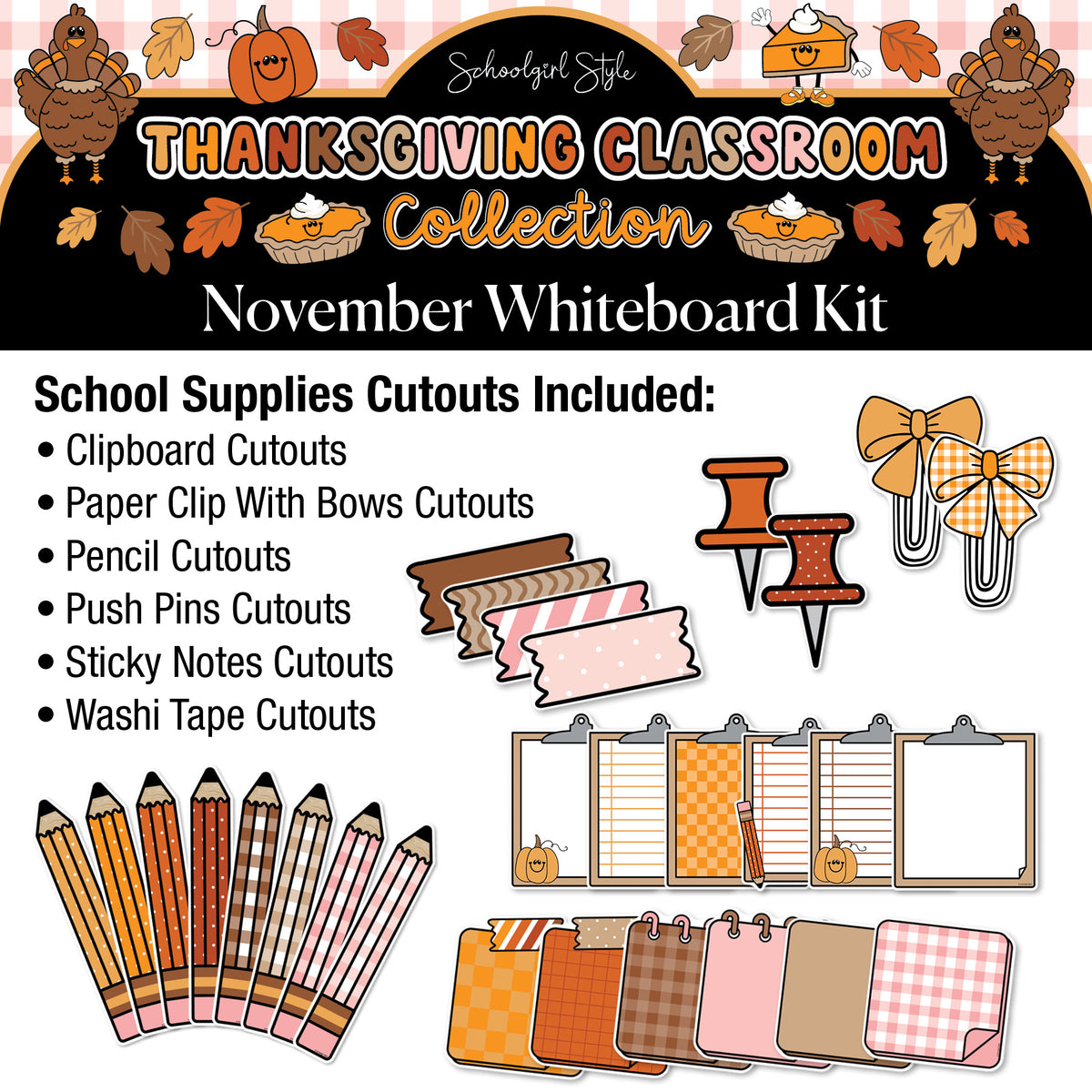 Printable Thanksgiving November Whiteboard Management System | 90s Teacher