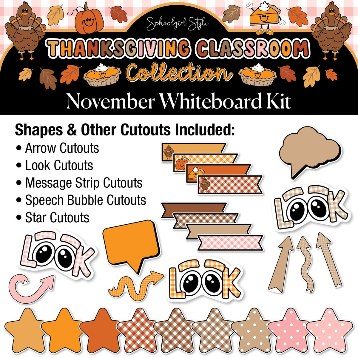 Printable Thanksgiving November Whiteboard Management System | 90s Teacher